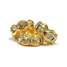 R172E Gold-Plated Crystal Rhinestone 6 mm Rondelle Spacer Beads Wavy Brass Metal Beads Gold Colour A Quality Rhinestone Beads Rhinestones Pack of 50