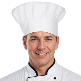 Ymapinc White Chef Hat Adjustable Chef Hat Micro Elastic Baker Hat Kitchen Grill BBQ Cooking Chef Cap for Adult Men Women Costume Accessories Reusable Washable Cook Hat 22cm High