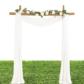 MLMW Ivory Chiffon Fabric by The Yard 5 Yards 60" Wide Sheer Wedding Arch Draping Fabric for Party Backdrop Arch Ceiling Decor