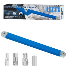 Zzyyldu Offset Extension Wrench,15 inch Impact Ready Extension Wrench Tool With 1/4", 3/8", And 1/2" Square Drive Adapters，Zero Degree Ratchet Extension set