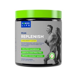 POWERLIFE Peak Replenish - High Absorption Magnesium Electrolyte Powder with Organic Coconut Water, and Trace Minerals, 30 Servings