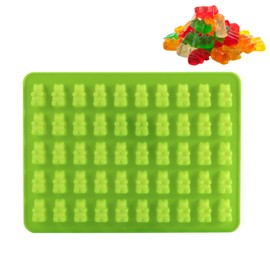 VIFERR Silikonbackformen 50 Kavitäten Gummibärchen Bonbonformen Antihaft-Eiswürfelformen Schokoladenformen für Geleebonbons Fondant Kuchendekor (grün)