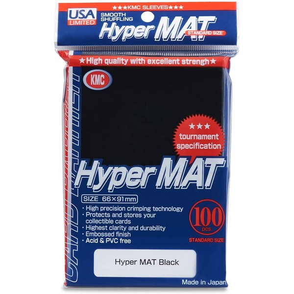 KMC Hyper Matte Black 100-count Standard Size Sleeves Pack [USA Packaging]