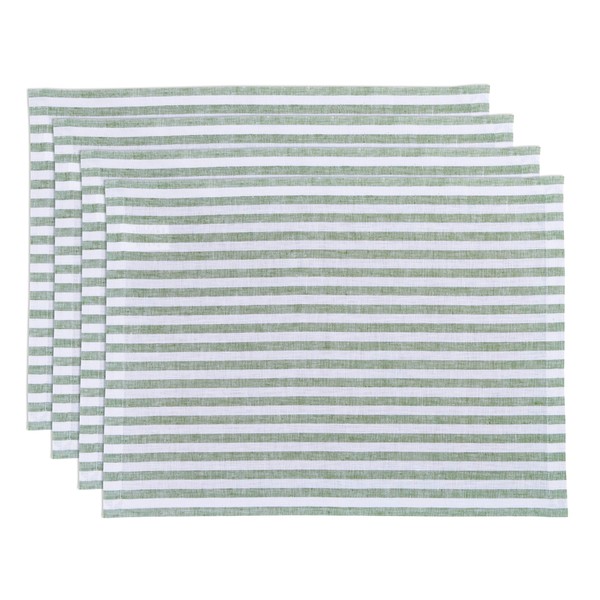 Solino Home Stripe Linen Placemats Set of 4-100% Pure Linen
