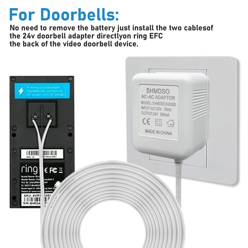 Doorbell Power Supply 24V Power Adapter 24V 500mA Video Doorbell