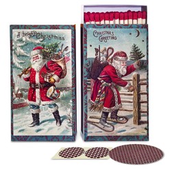 HomArt Decorative Matchboxes with 4 Inch Matches | Set of 2 Vintage Santa Boxes with Striker Stickers by Thankful Greetings | Unique & Fun for Gifts (Party Host, Candle Lover), Home Decor, & Giveaways