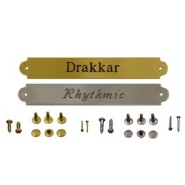 Tack Room Studio Saddle or Bridle Plate: 3/8" x 2.5" Solid Brass or Nickel (Brass with Screws)