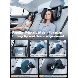 YOHOPE 2025 Upgrade Version Headrest Car Kids Breathable Memory Foam 360° Rotatable 3-Point Connection Adjustable Seat Headrest Car Headrest for Sleeping on Long Travel