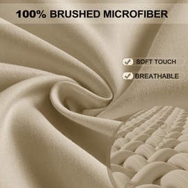 FreshCulture King Fitted Sheet Only - Hotel Quality Fitted Sheet King Size - Ultra Soft & Breathable - Brushed Microfiber - Deep Pocket - Cooling Fitted Sheets for King Size Bed (Beige)