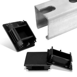 SIHAI 50-Pack 1-5/8 Inch Strut Channel End Caps - Square Low Profile PVC Plug Caps for Unistrut, Tool-Free Snap-in, Safety Covers for Electrical, HVAC, Trolley Track, DIY (Black, 1-5/8" X 1-5/8")