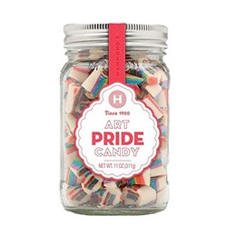 Pride Rainbow Art Candy in Decorative Mason Jar, Fruit Punch Flavored Classic Hard Candy, 11oz