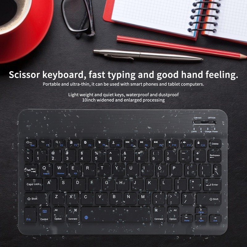 Wireless Bluetooth Keyboard 10Inch Lightweight UltraWide for Android IOS/Windows(Black )