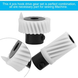 Hook Drive Gear for Singer, Universal Plastic Feed Drive Gears Feed Shaft Gear Replacement Accessories, 4 Pcs Singer Sewing Machine Drive Gear Kit for Singer