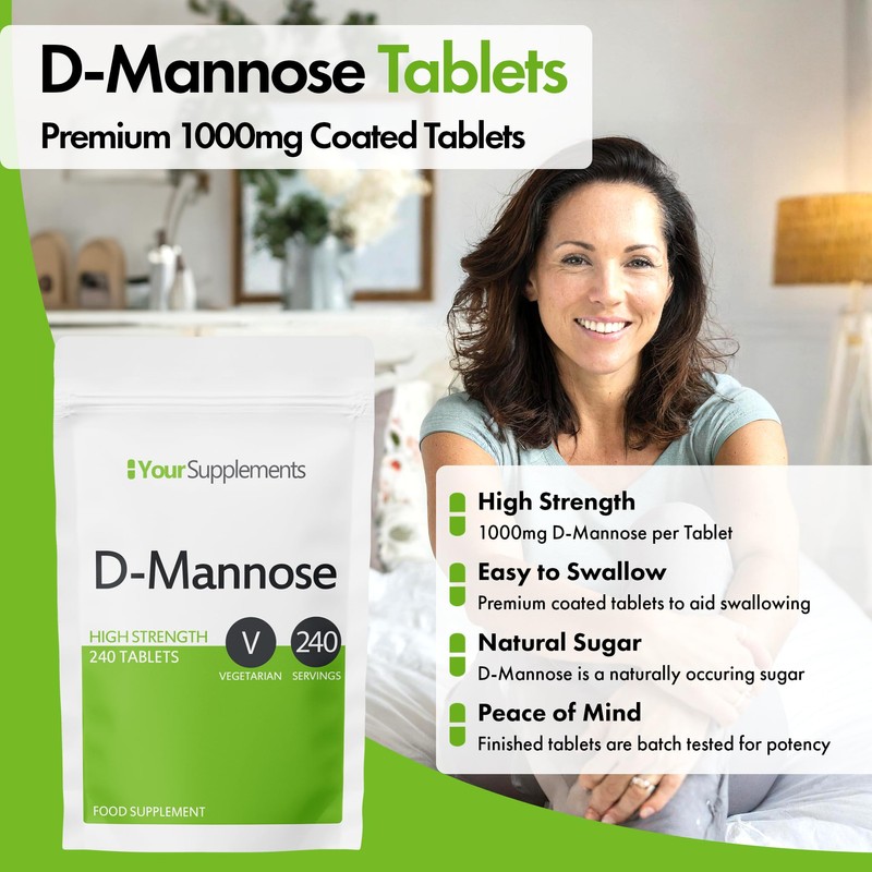 D-Mannose Tablets 1000mg | Easy Swallow Coated Tablets | 240
