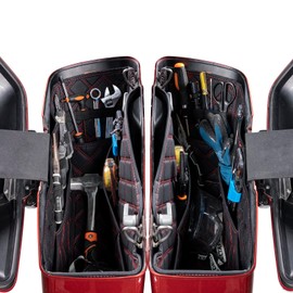 Wsays Saddlebag Liners with 4 Side Tool Pockets Compatible with Harley Touring 2014-2023 Factory Saddlebag Inserts Red Thread Organizers Bag Non-Tapered, Non-Stretched Black