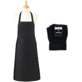 SiXsigma Sports Kitchen Chef Aprons for Women & Men - Quick Dry Adjustable Cooking Apron's for BBQ, Bakers & Smoker Grill Aprons - Perfect Mothers Day Gifts For Cooking Lovers (Black)