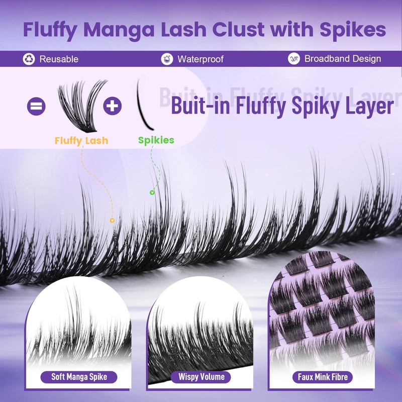 B&Q Wispy Lash Clusters Kit with Spikes Anime Manga Lashes