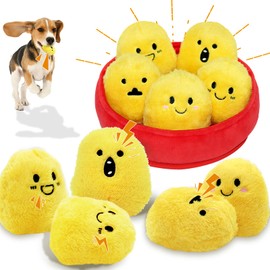YZHDUXIU Dog Squeak Toys, 5 Pack Chicken Nugget Dogs Push Toys Interactive Puppy Toys Bark Box Toys Dog Chicken Toy to Keep Them Busy