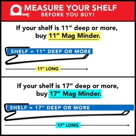 Magminder 17 Inch, Undershelf Magazine Rack - Stores AR, AK, PMAG, and Double Stack Magazines with baseplates - reimagine Your Gun Safe Products! (17 Inch)