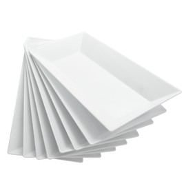 Plastic Serving Trays for Parties, Reusable White Serving Platters and Trays for Entertaining, Snacks, Fruit, Cookies, Dessert in Wedding Party, Kitchen/Pantry Organization (8Pack, 19in)