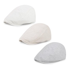 Geyanuo 3Pcs Cotton Newsboy Hat for Men Cool Adjustable Flat Cap