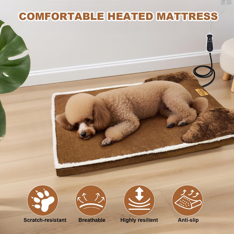 RC SLL Heated Pet Bed for Cat & Puppy, 20×20In