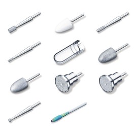 Beurer MP 100/ MP 200 Replacement Kit for MP 100 and MP 200 Manicure Tools, 10 Nail Drill Bits Made of Sapphire, Ceramic and Felt, 30 Disposable Sandpaper Attachments with Protective Cap for Nail Dust