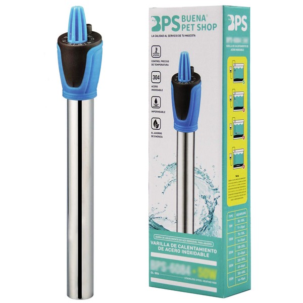 BPS® BPS-6051 Riscaldatore immergibile per acquario, 50 W, 22,3 cm, con un termometro digitale adesivo