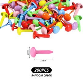 200 Colored Round Head Two-Leg Nails, Creative Sample Bag Clips, Mini Multifunctional Metal Nails, Diy Handicraft Fastening Accessories.