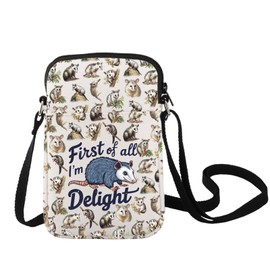 LEVLO Opossums Crossbody Bag Opossum Lover Gift First Of All I'm A Delight Possum Shoulder Bag Possum Merchandise (First Delight C Bag)