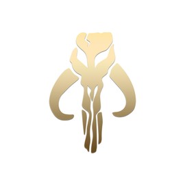 Mandalorian Skull Silhouette Sticker Vinyl Decal Notebook Car Window Laptop 4.5" x 6" (Gold)