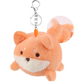 Anboor Small Stuffed Animals, 14cm Fox Wagging Tail Rotating Interactive Plush Toys with Keychain, Novelty Animal Plushies for Kids Birthday Presents Party Favour (Fox)