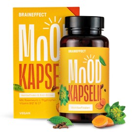 BRAINEFFECT Mood with L-Tryptophan & Vitamin D for a Good Mood [90 Mood Capsules] + 15 Happiness Ingredients