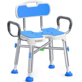 Ergonomic H-Shaped Shower Chair for Elderly and Disabled with Padded Back & Arms,500 lbs Heavy Duty Adjustable Shower Stool Seat for Easy Cleaning, Anti-Slip Bath Chairs for Bathtub