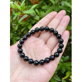 GAF TREASURES Black Obsidian Crystal Bead Bracelet 8mm, Wholesale Genuine Black Obsidian Stretch Gemstone Bracelet, Healing Crystal Bracelet Bead Bracelet, Gift for Men & Women