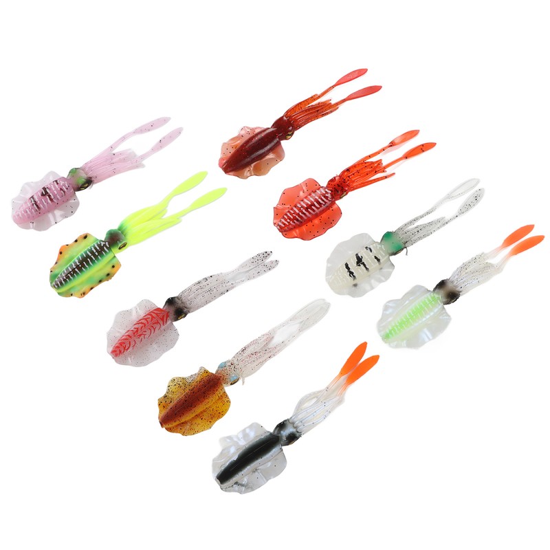 9Pcs Simulation Fishing Lures PVC Luminous Soft Fishing Baits for