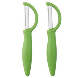 hobbyme 2 Pcs Green Ceramic Peeler for Household Use, Multi-purpose Ergonomic Design PP Material Handles for Kitchen, Restaurant, Snack Bar, Vegetables, Fruit