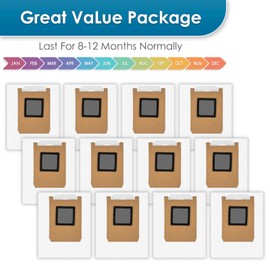 (12 Pieces) E28 Replacement Dust Bags Compatible with Eufy Omni E28/ E25 Robot Vacuum, Accessories Kit, Large Capacity, Vacuum Bags, Canister Bags, Dirt Disposal Bag, Vacuum Replacement Dust Bags