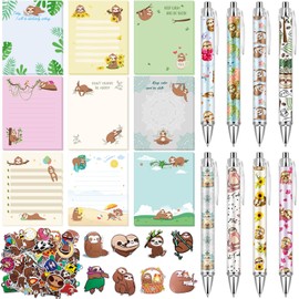 Theme Office Supplies Cute Gifts for Women Include Ballpoint Pens Sticky Notes Stickers Back to School Stationery Set Lover Gifts for Birthday Party Favor Decoration Supplies(Sloth)