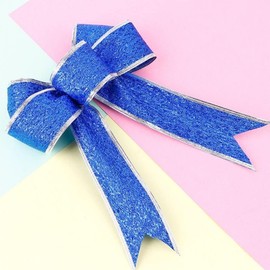 Blue Christmas Tree Bows Glitter Bows Ornaments for Christmas Tree Wreath Crafts Window Holiday Indoor Outdoor Decorations,Home Decor,Home and Kitchen