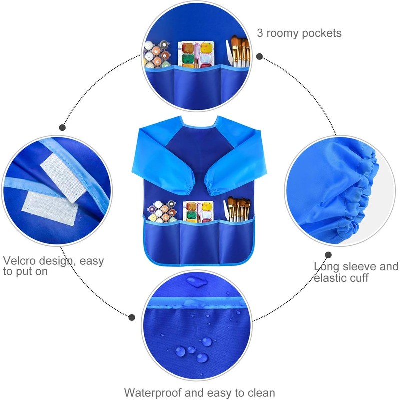 2 Pack Kids Art Smock Kids Waterproof Painting Apron Children's