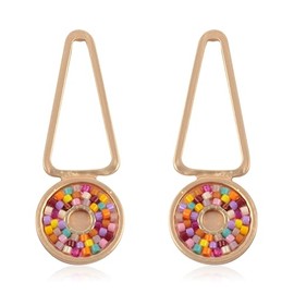 Bohemian Beaded Statement Earrings - Lightweight Sparkly Crystal Teardrop Dangle, Rainbow Marquise, Multi Color Oval Drop, Pearl Hoops, Metal, not known