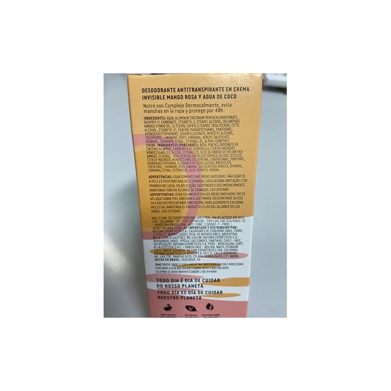 Natura Desodorante en Crema Mango Rosa y Agua de Coca