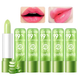 Pack of 6 Aloe Vera Lipstick, Magic Lipstick, Temperature-Reactive Aloe Vera Lipstick, Nourishing and Moisturising, Waterproof and Against Cracked Skin, Long-Lasting