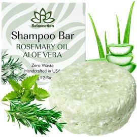 Relaxcation- Barra de champú sólido orgánico de romero y aloe vera para el crecimiento del cabello, refrescante e hidratante  Herbal                  