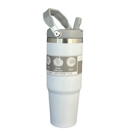 GIFTS & TOYS Termo Acero Inoxidable con Popote Y Asa 5 colores 900ml/30oz color Blanco