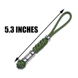 2 Pack Paracord Knife Lanyard with Stainless Steel Beads Paracord Lanyards for Knife EDC Tools Keychains (Green & Black, 5.3 INCHES)