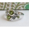 Peridot and Blue Topaz Gemstone Cocktail Sterling Silver Ring US