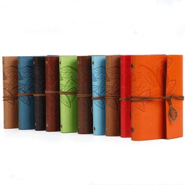 Loose Leaf Writing Books POWERTOOL Leather Cover Ruled Wirebound Journal Writing Planner Organizer Retro Vintage Notebook (1 Piece, Red)