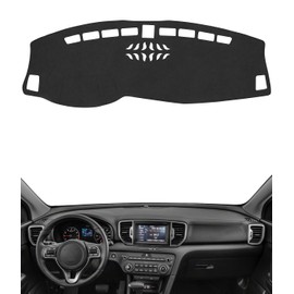 BIBLOZ Dash Cover for Kia Sportage 2017 2018 2019 2020 2021 2022 Accessories Black Flannel Dashboard Cover Mat Car Dashboard UV Sun Protection